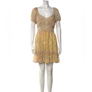 LoveShackFancy Silk Floral Puff Sleeve Mini Dress Size 10